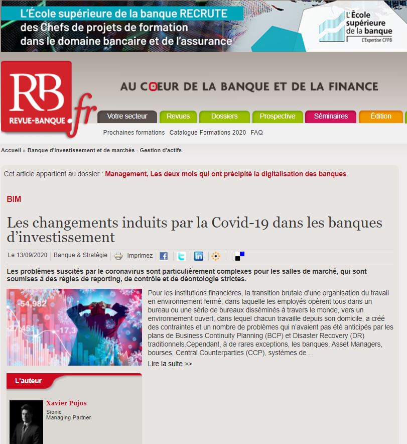 Image of Banque et Strategie piece featuring Davies Managing Partner Xavier Pujos