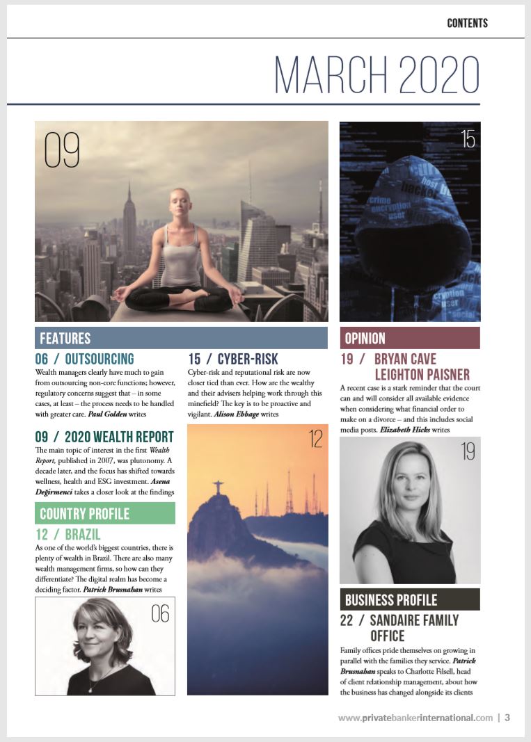 Davies Managing Partner Gilly Green Features in Private Banker International March 2020