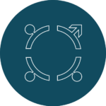 icon of a circular diagram, with 4 parts, showcasing 3 options and one chosen route