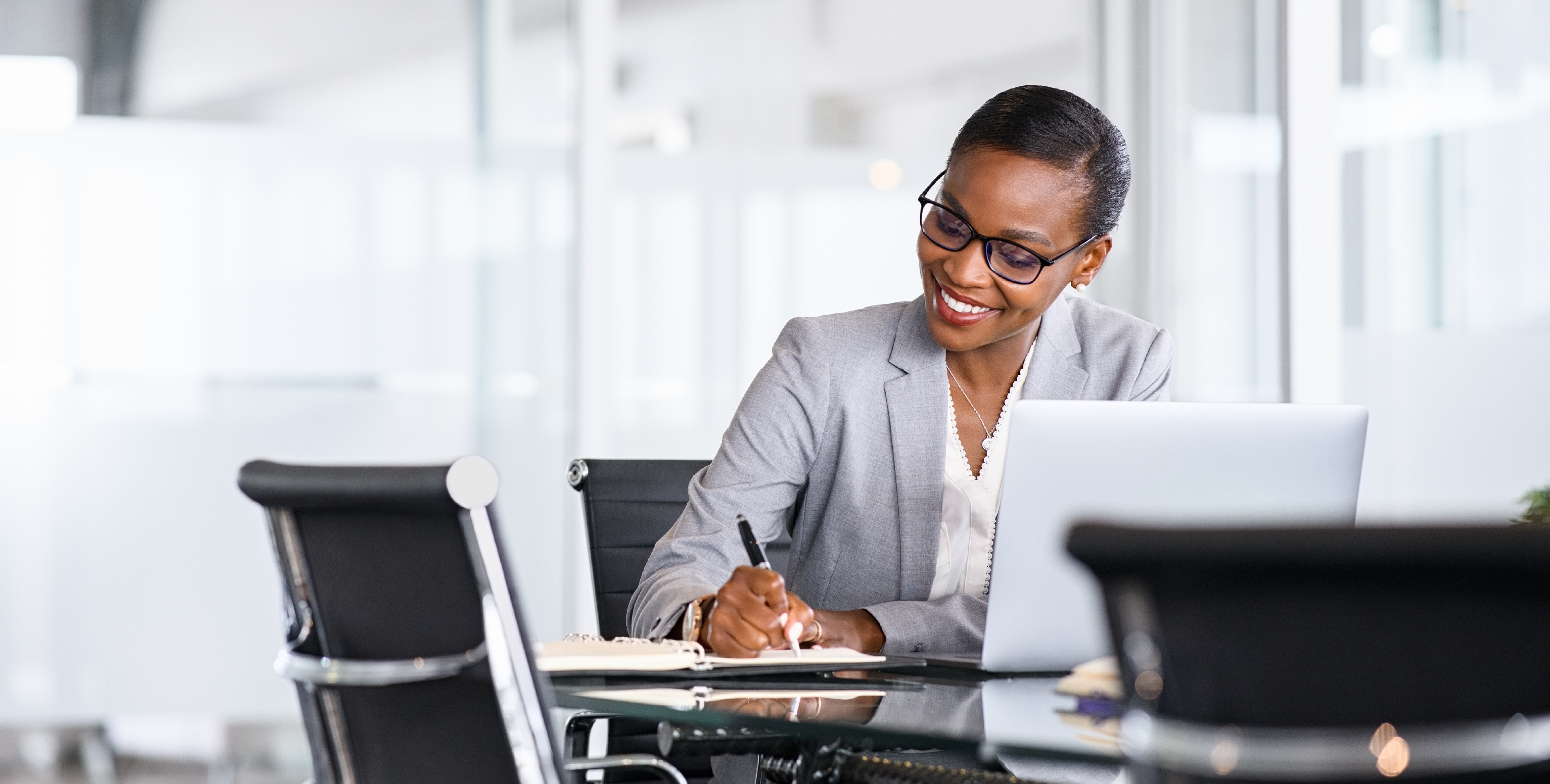 An executive working in an office